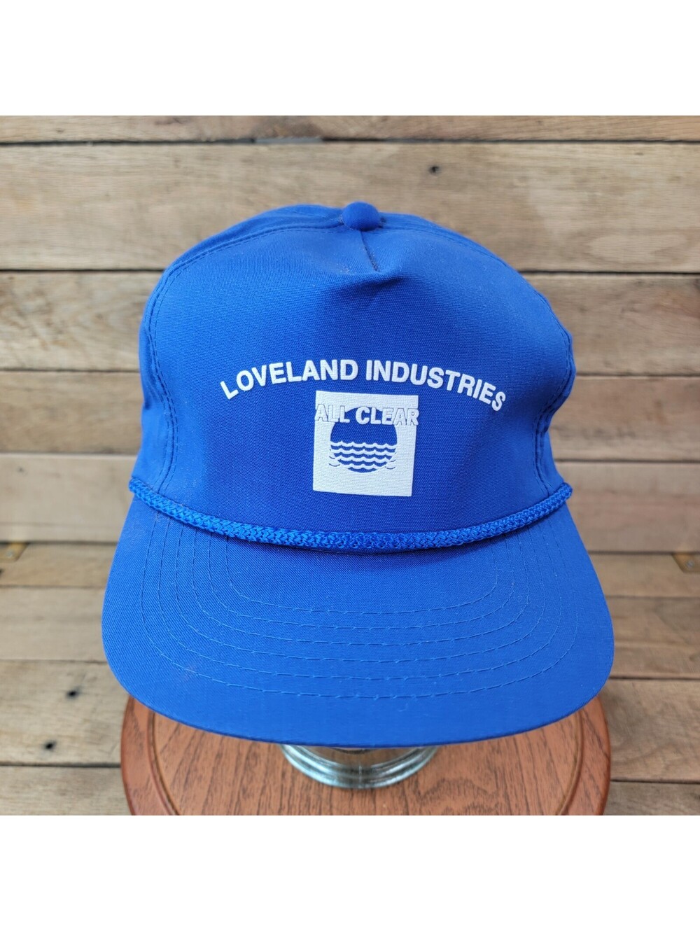 Vintage Loveland Industries All Clear Ag Chemical Rope Snapback Hat Blue
